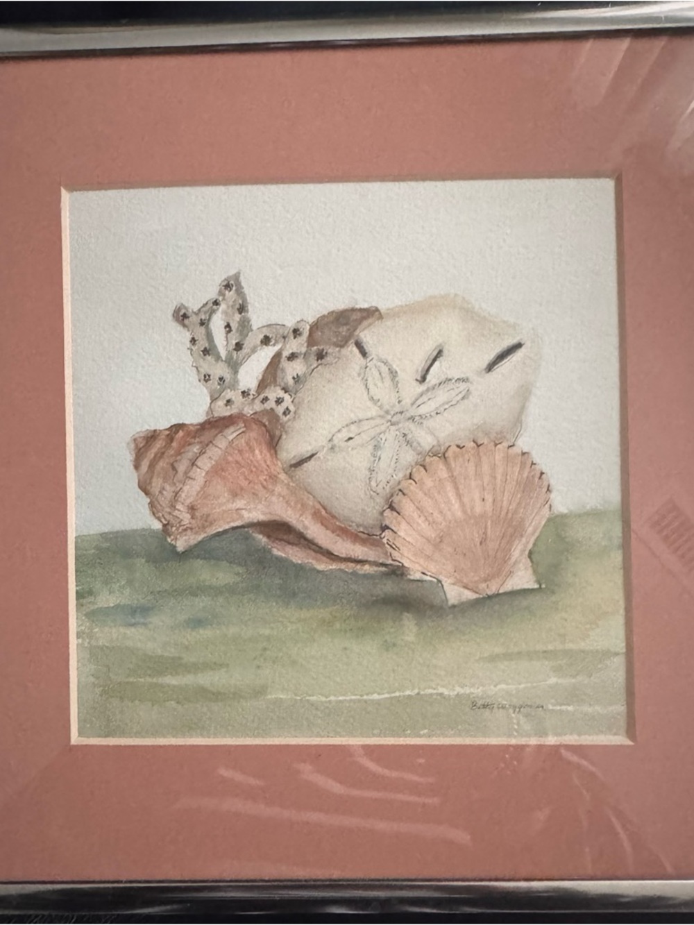 Beautiful hand painted watercolor painting in a silver frame🐚🐚🐚💖🌊✨